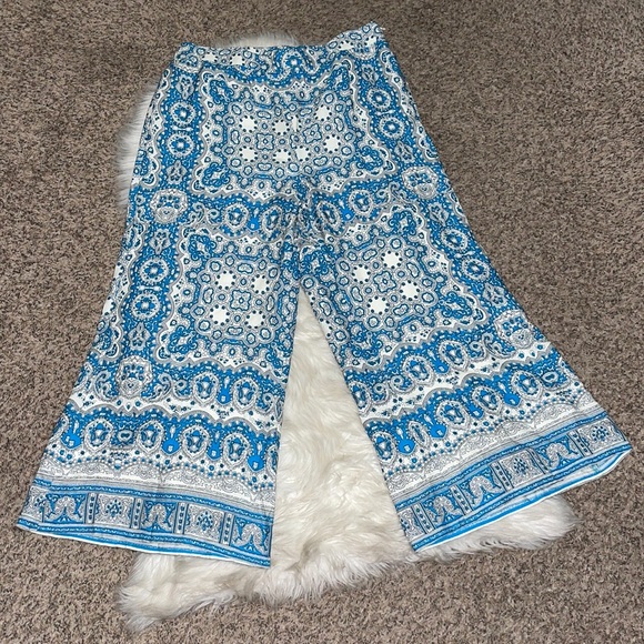 Feather Bone by Anthropologie Paisley Print Wide Leg Ankle Pants - Picture 4 of 10